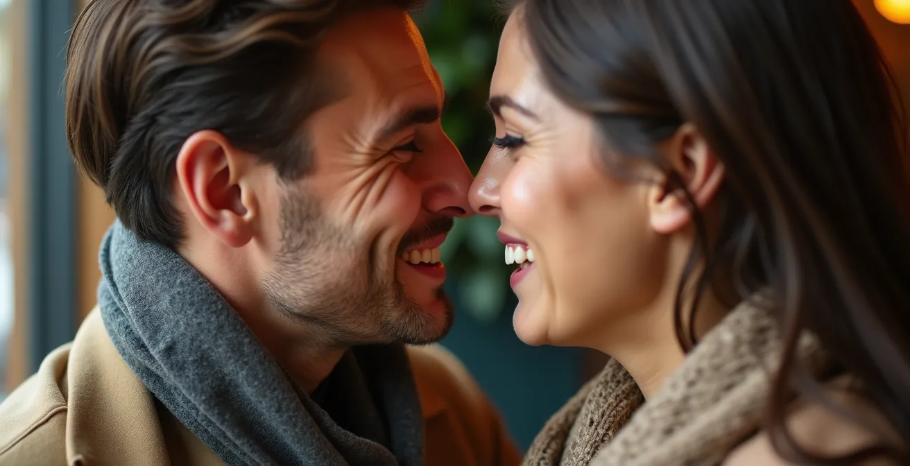 Close-up of warm French greeting gesture in a social setting in Gatineau