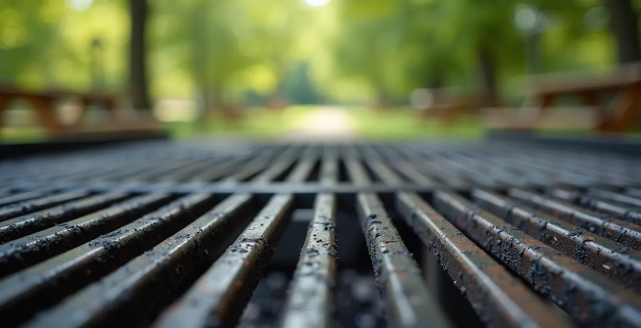 Designated BBQ area in an Ottawa park showing proper safety setup and spacing