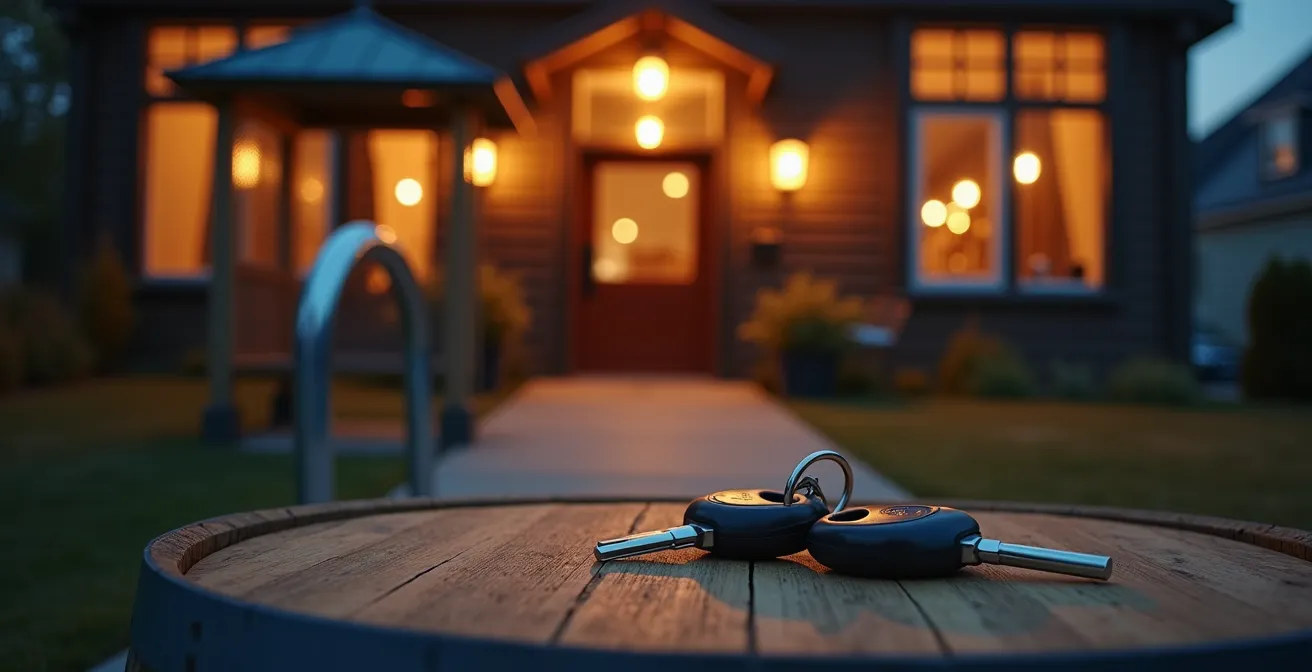 Safe transportation options outside Ottawa brewery with bus stop and bike path visible